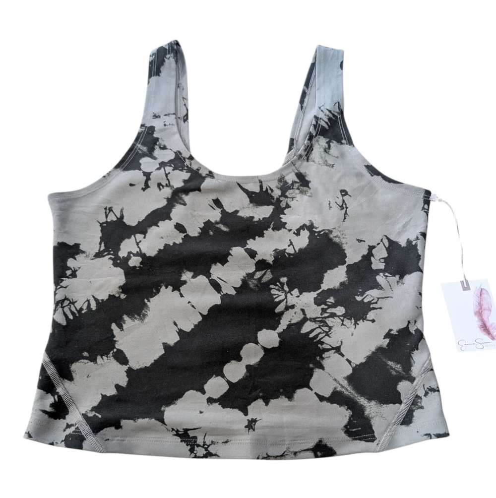 Jessica Simpson Y2K Grunge Marble Dye Tank L Indie Sleaze Fitted Top NWT